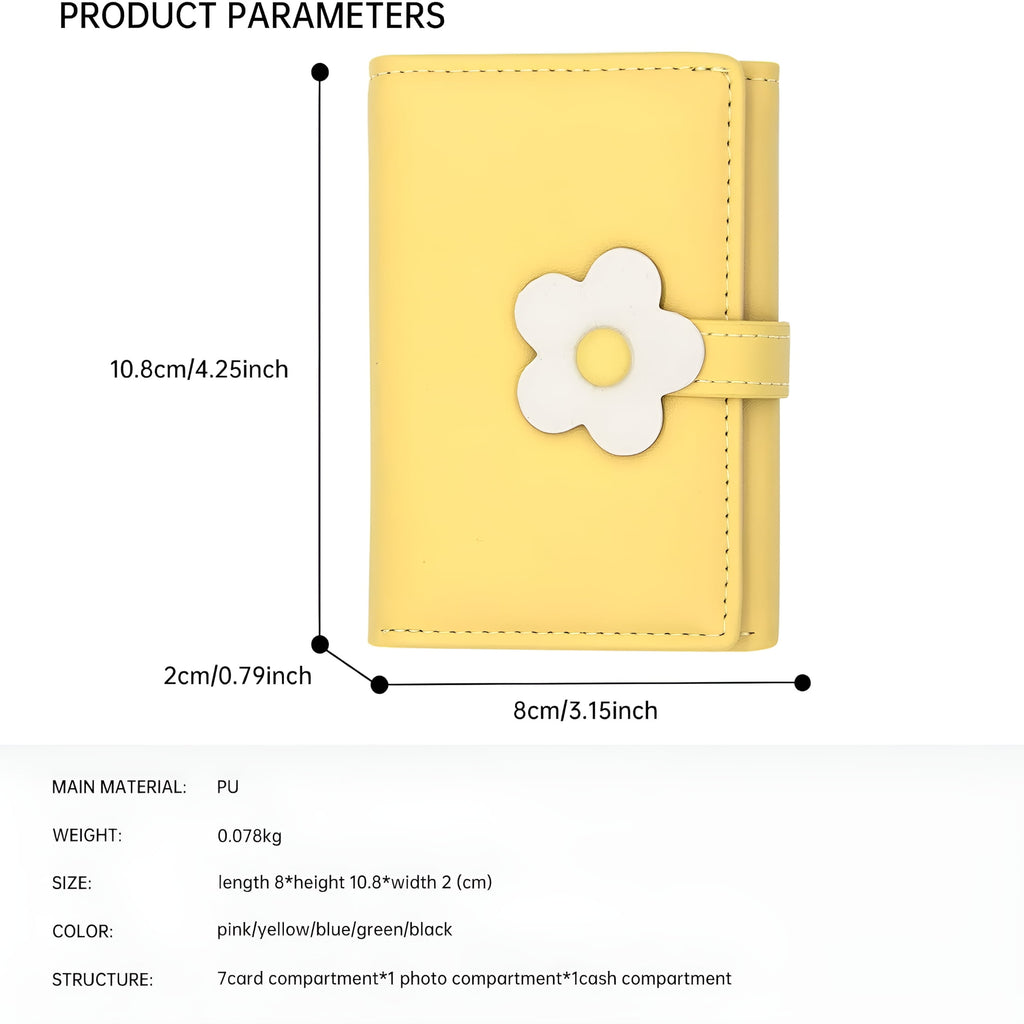 Small Flower Snap Wallet for Women Girls - RFID Blocking PU Leather Tri-folded Flowers Cash Purse with Card Holder Sl... - Image 4