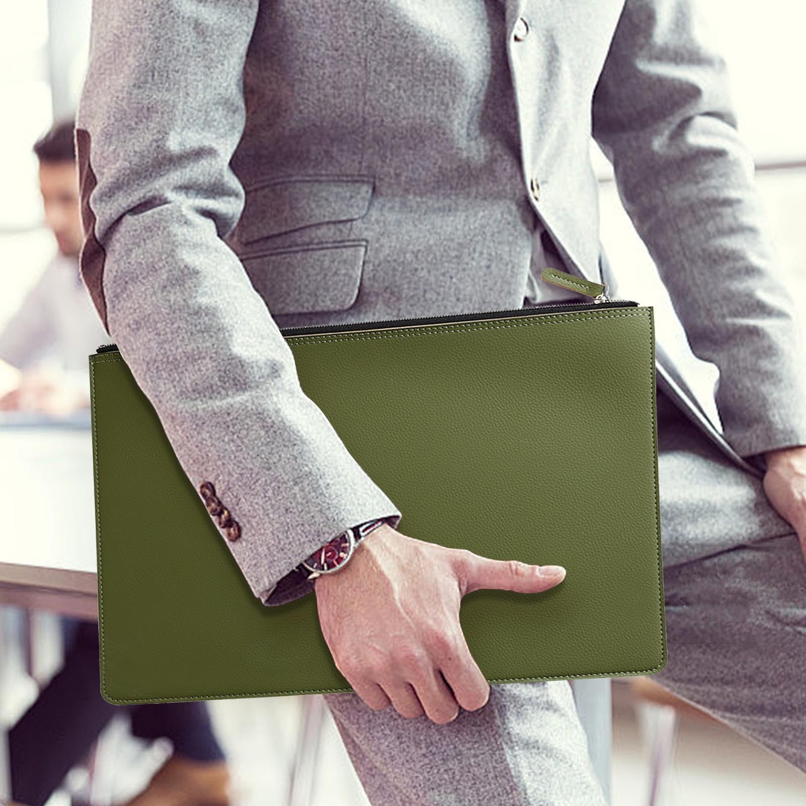 Leather Document Bag For Men And Women, PU Leather Official Briefcase, Waterproof Policy Folder Storage Bag, Business Portfolio Organizer, P - Image 5