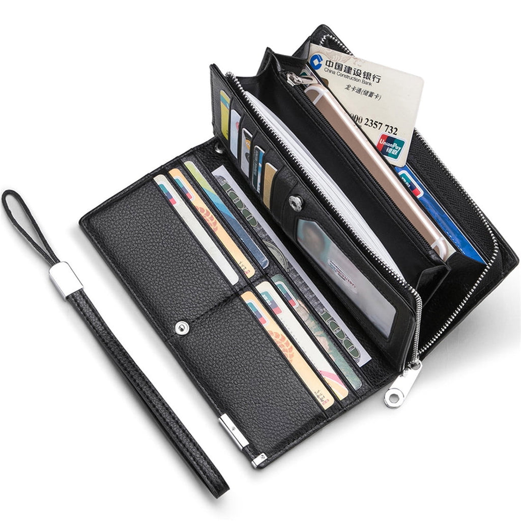 Long Wallets for Men Leather RFID Blocking Wallet Bifold Slim Credit Card Holder Zip Around Wallet Purse with Zipper ... - Image 4