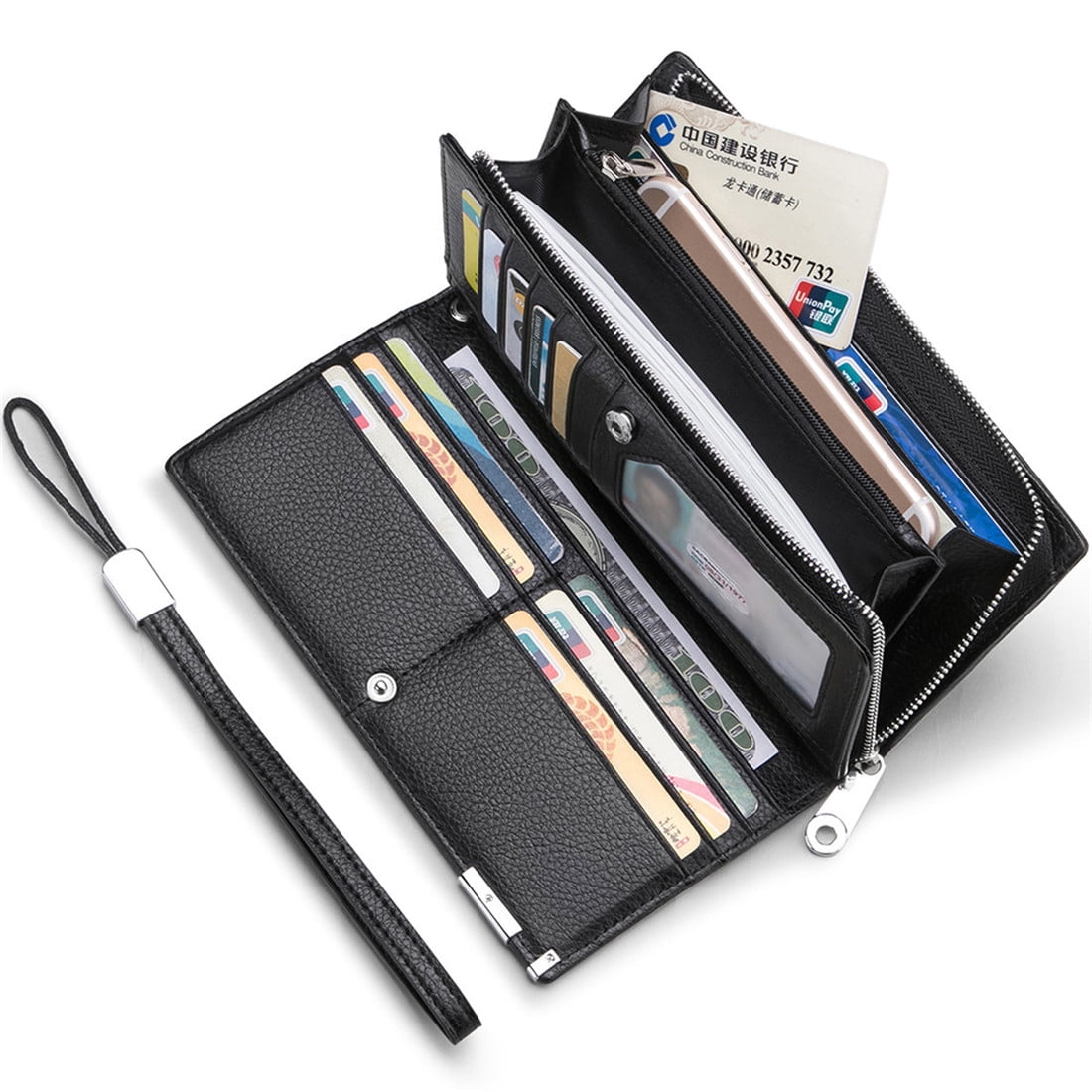 Long Wallets for Men Leather RFID Blocking Wallet Bifold Slim Credit Card Holder Zip Around Wallet Purse with Zipper ... - Image 4
