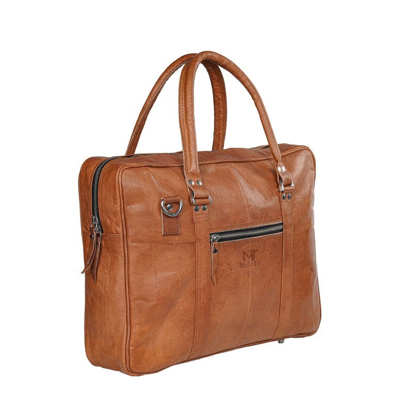 Genuine Leather Laptop Messenger Bag For Men 16" Travel Briefcase Brown Bag - Image 4
