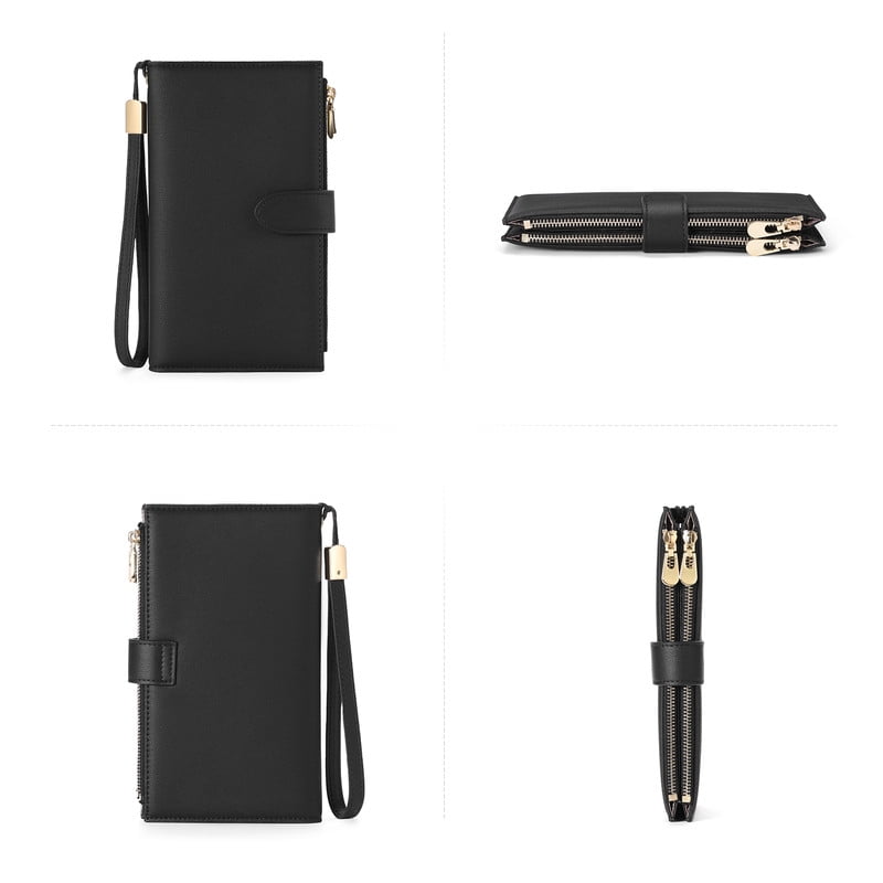 Wallet Women Multi Card Slim Leather RFID Blocking Credit Card Holder Wallet Purse with Zipper Pocket - Image 5