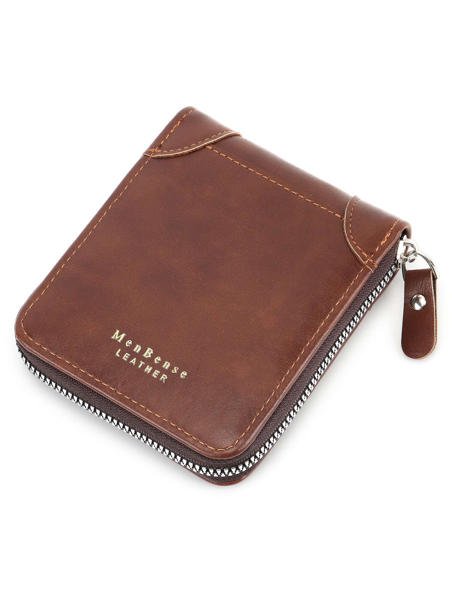 RFID Blocking Men's Leather Bifold Wallet, Brown - Image 3