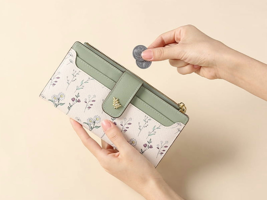 Womens Wallet Slim Thin RFID Blocking Floral Vegan Leather Card Holder Bifold Long Ladies Wallet with Zipper Pocket - Image 2