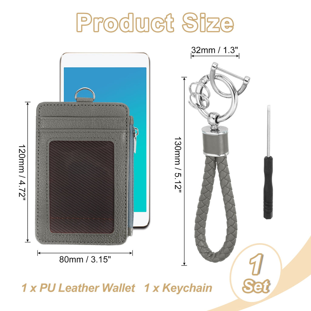 4.7 x 3.2 x 0.2" Slim PU Leather Card Holder Wallet, 1 Set Small Front Pocket Credit Card Case Zipper Coin Wallets wi... - Image 2