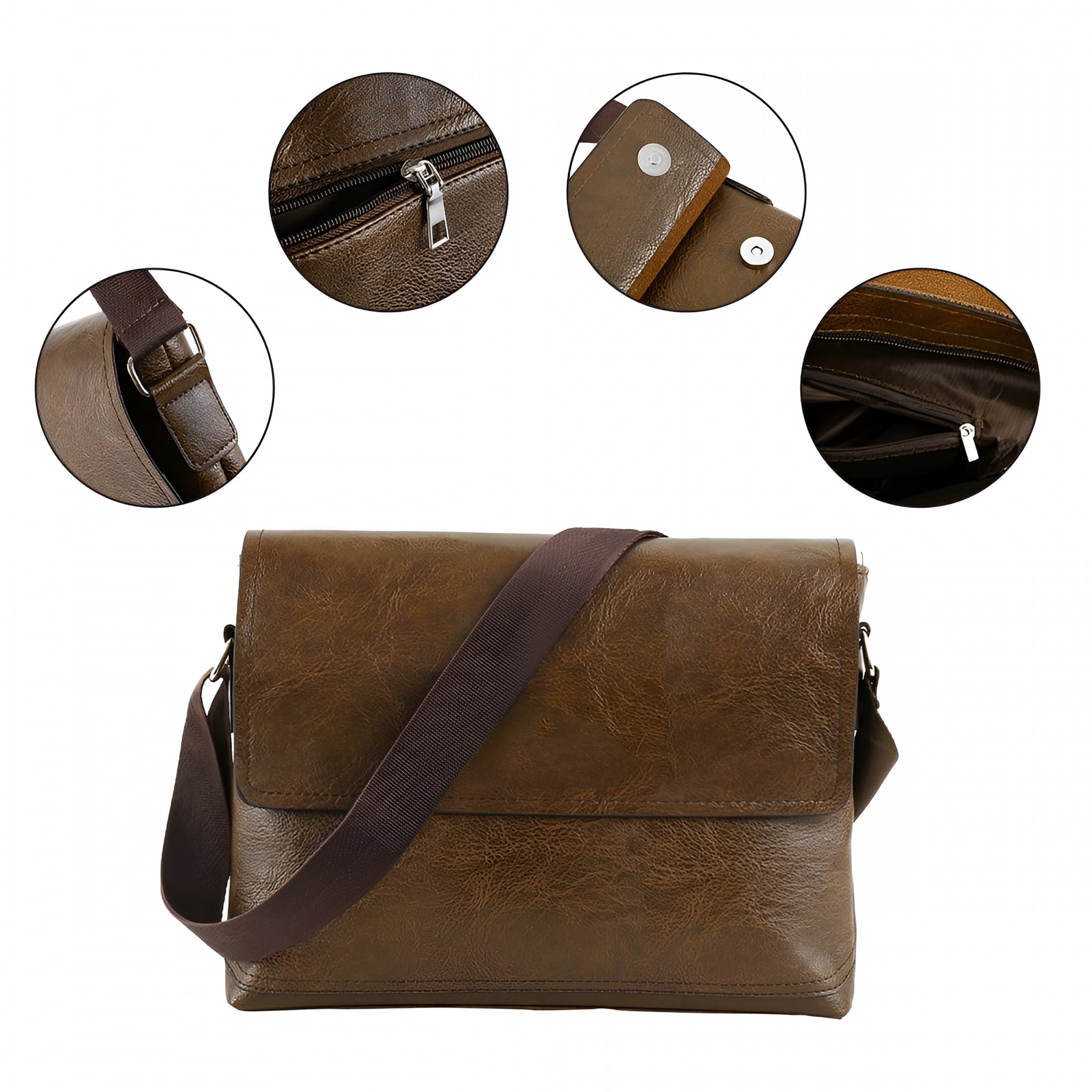 Mens Leather Bags Messenger Bag Briefcase Satchel Shoulder Handbag Cross Body - Image 5