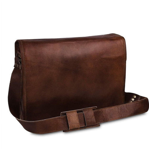 15" Leather Messenger Bag for Men and Women - Laptop Briefcase Bag For College, Office, Adjustable Shoulder Strap Satchel - Image 2