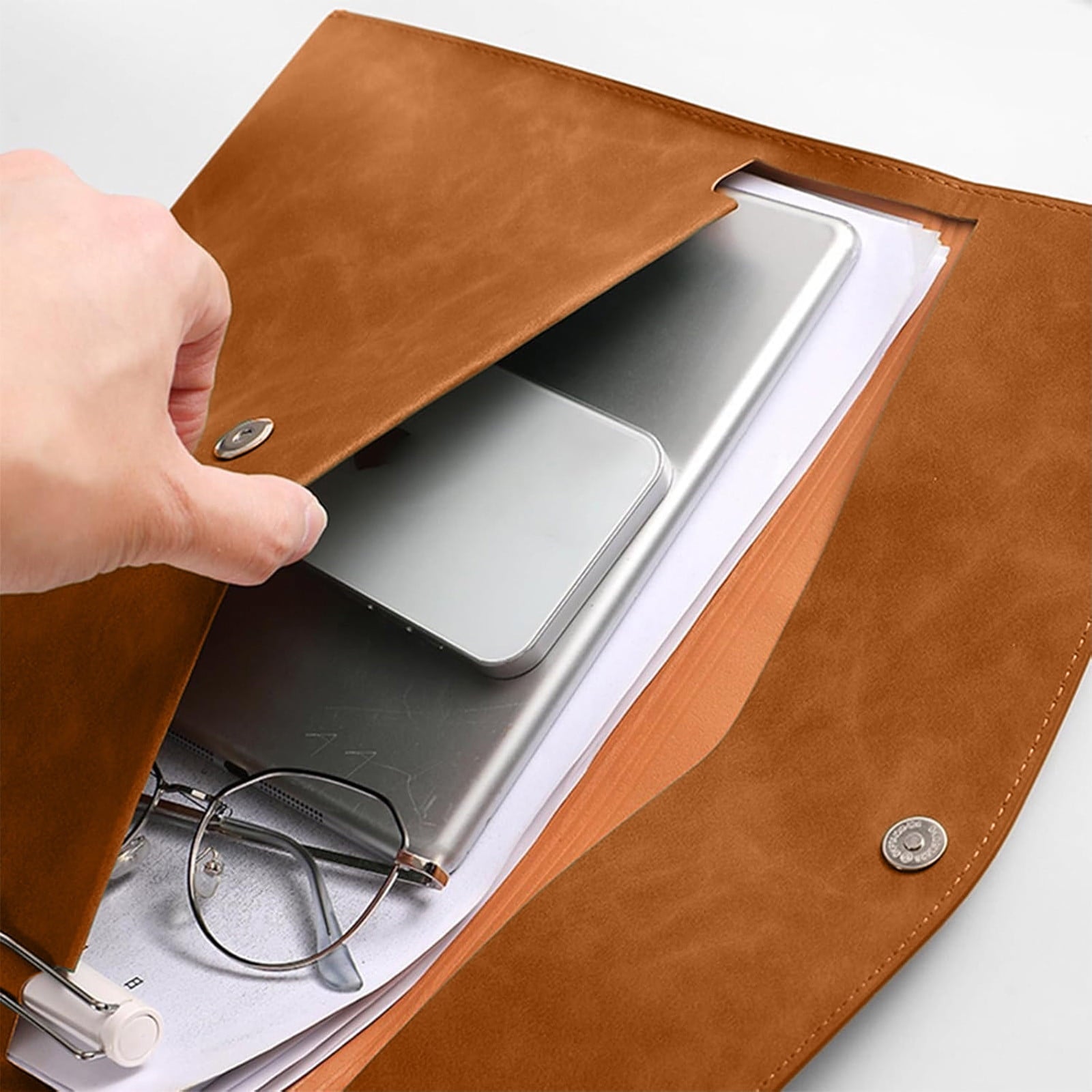 File Folders Colored Imitation Leather Document Holders Large Capacity Business Portfolio For 100 Sheets Office School Necessity Expanding F - Image 4