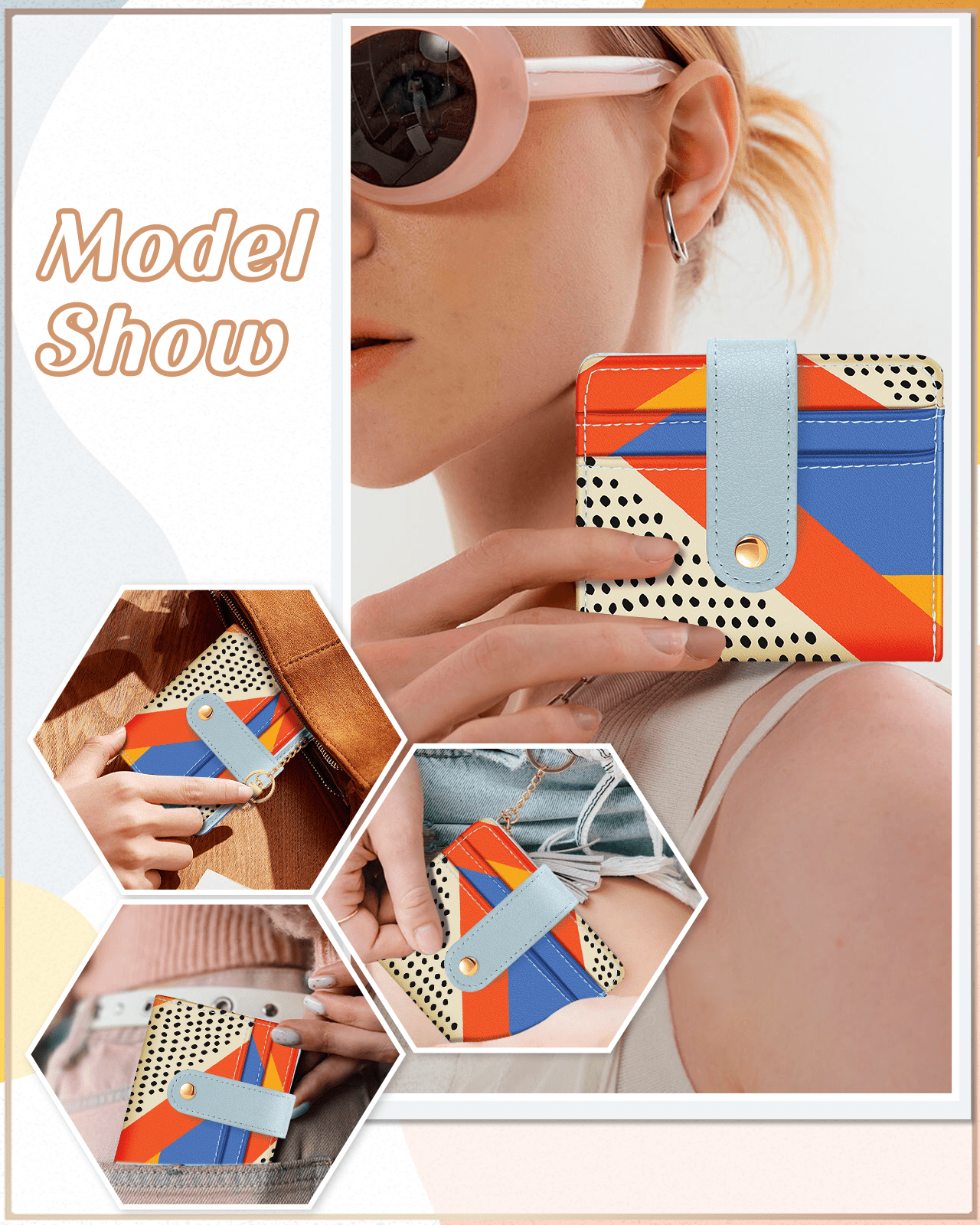 Women Slim Cute Leather Thin Bifold Credit Card Holder Keychain Rfid Small Purse Ladies Girl Female Kawaii Girly Pret... - Image 6