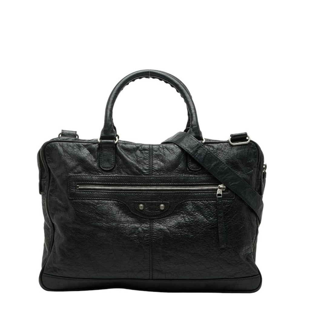 Pre-Owned Briefcase/Shoulder Bag, 2-Way, Black Leather, Men's, (Good)