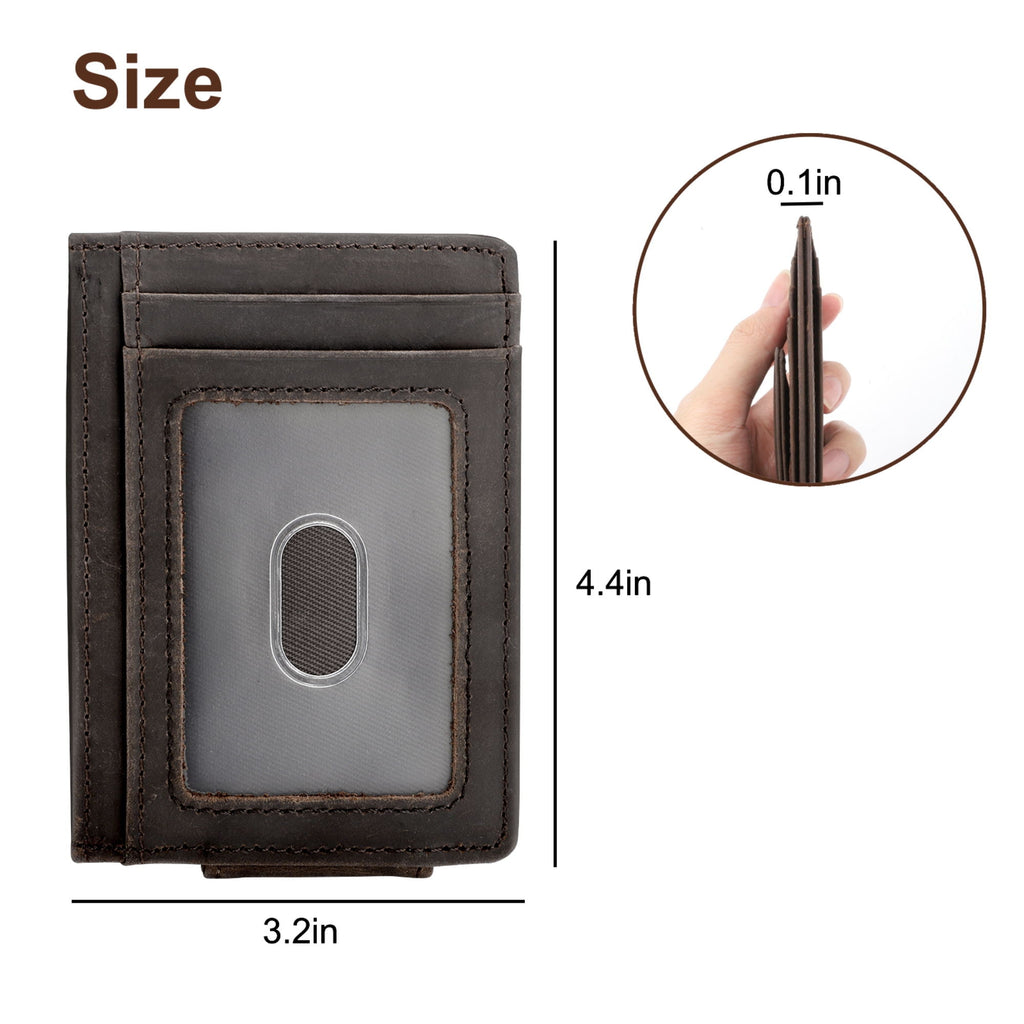 Men's Leather Money Clip, EEEkit RFID Blocking Wallet, Magnetic and Slim Purse, Card Holder, Business Card Billfold - Image 3