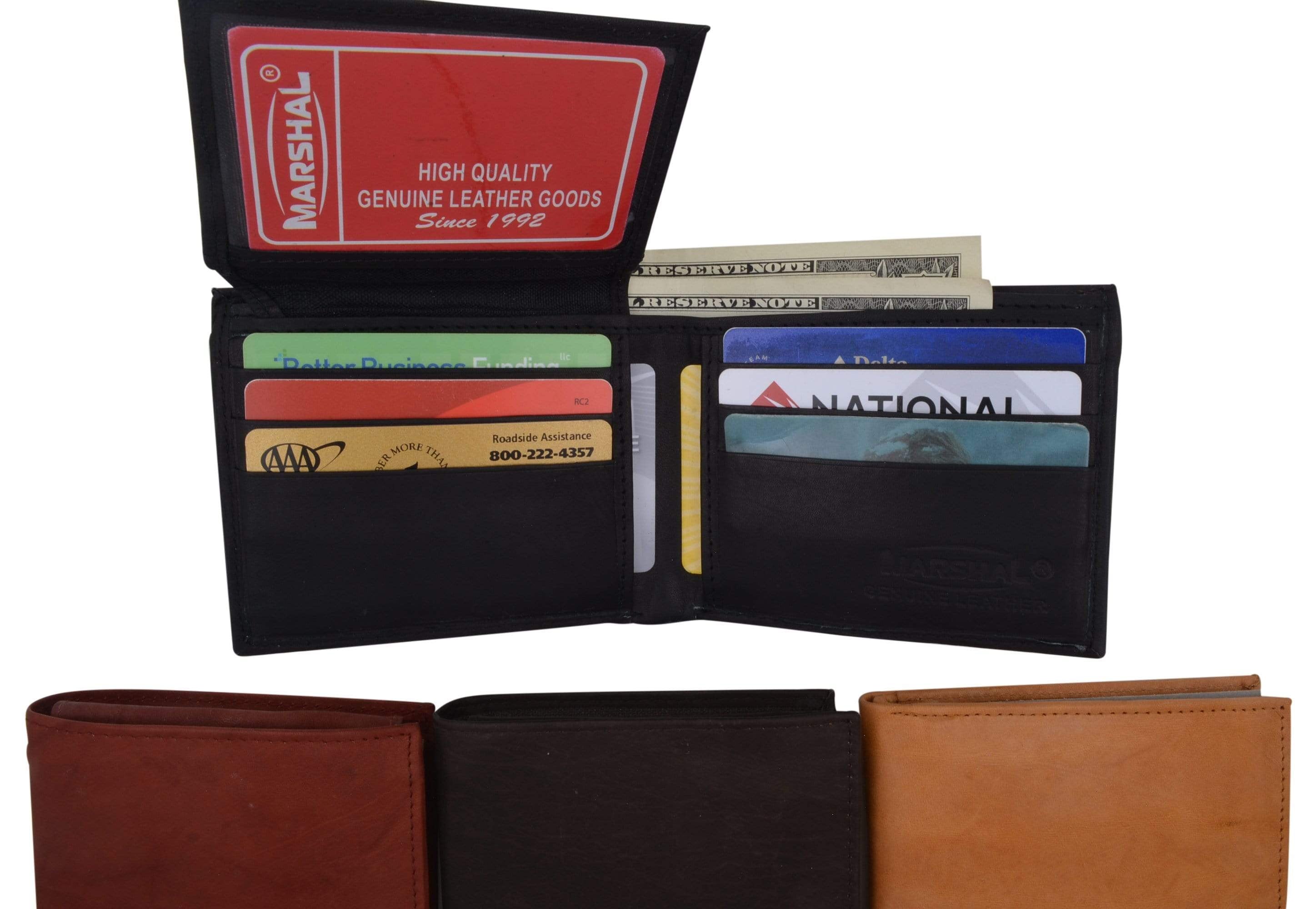 Bifold Mens Smooth Genuine Leather Flap Up ID Wallet 1153 CF - Image 2