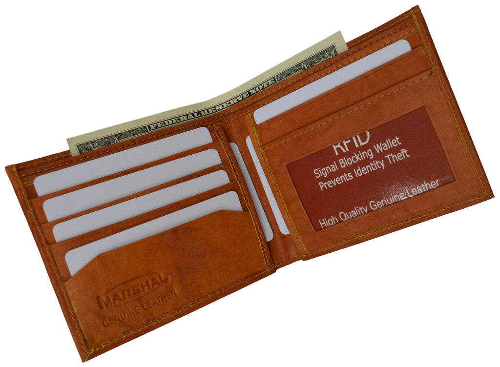 RFID Blocking Men's Leather Slim Bifold Wallet RFID 60 (C) - Image 4