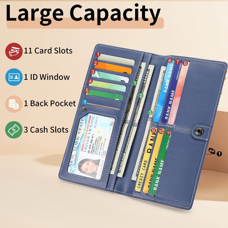 Ultra Slim Thin Wallet for Women Bifold Leather RFID Blocking Designer Credit Card Holder - Image 3