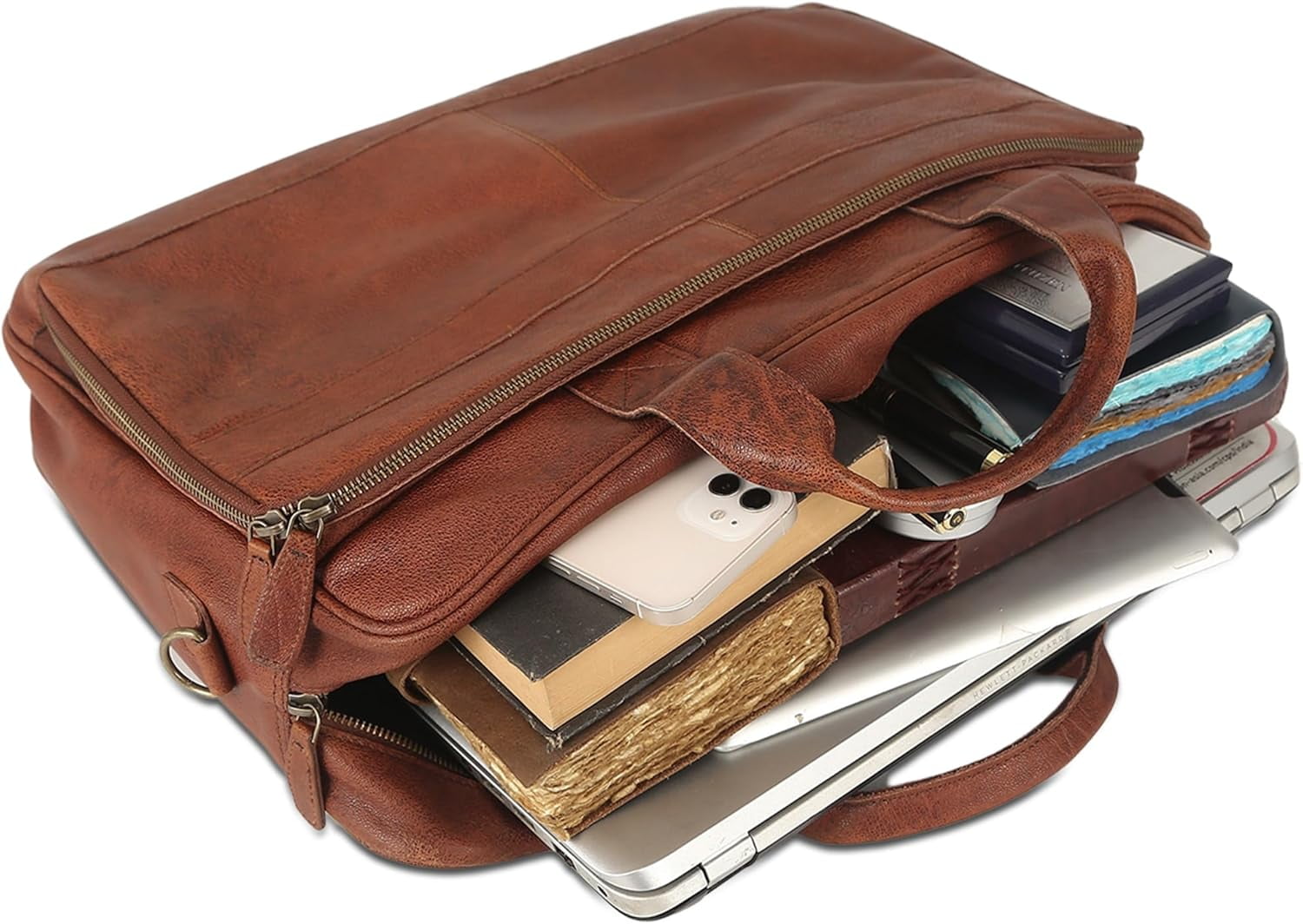 KomalC Leather briefcase 16 inch Laptop Messenger Bag for Men and Women Best Office Satchel Bag - Image 4