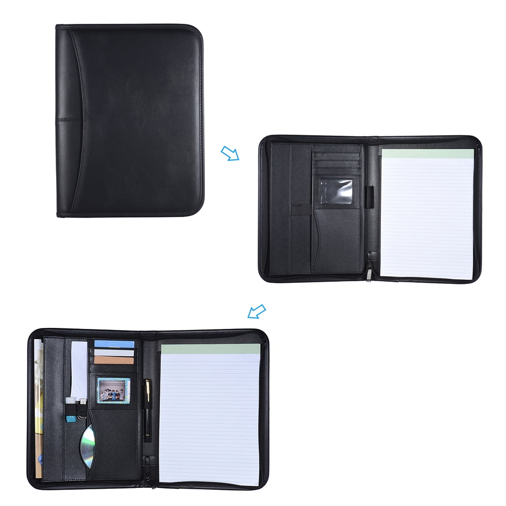 Multifunctional Professional Business Portfolio Padfolio Folder Document Case Organizer A4 PU Leather Zippered Closur... - Image 5