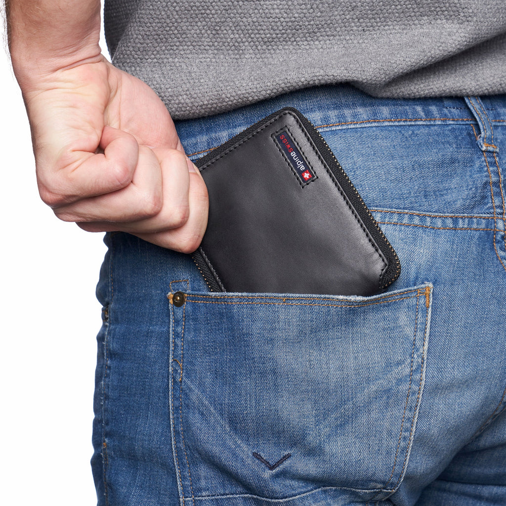 Zipper Bifold Wallet for Men Women RFID Protected Genuine Leather - Image 5