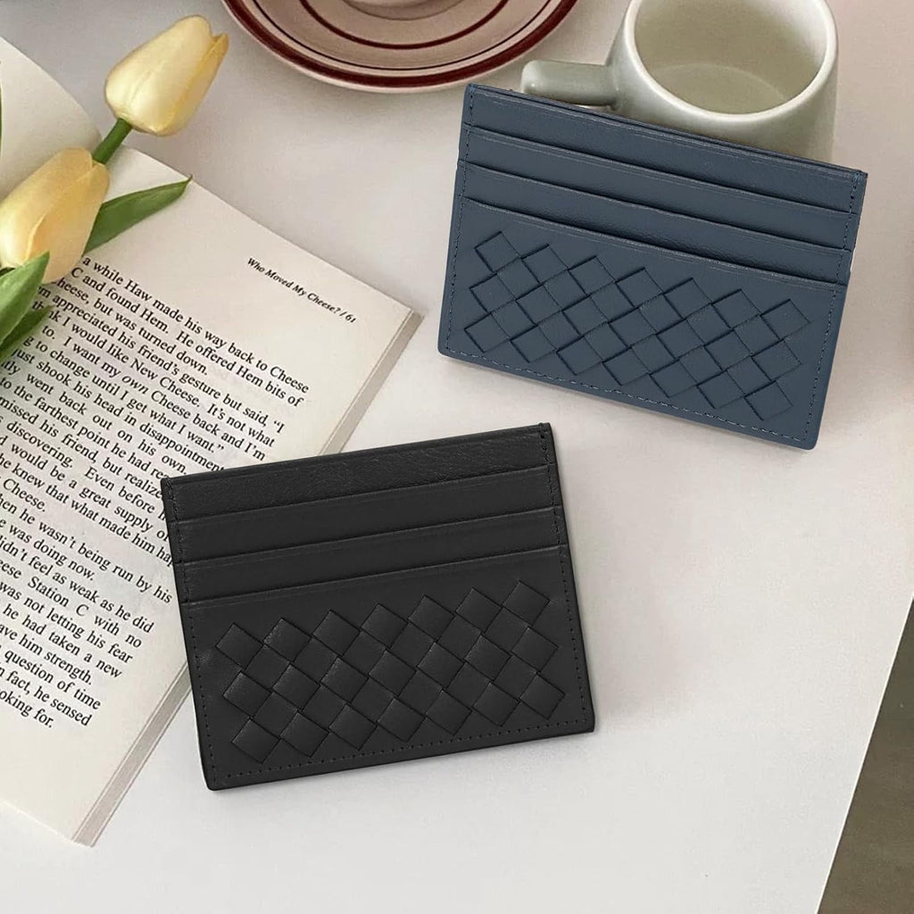 Slim Minimalist Wallet - Credit Card Holder, Leather Front Pocket Wallet Card Case for Men & Women, Grey - Image 5