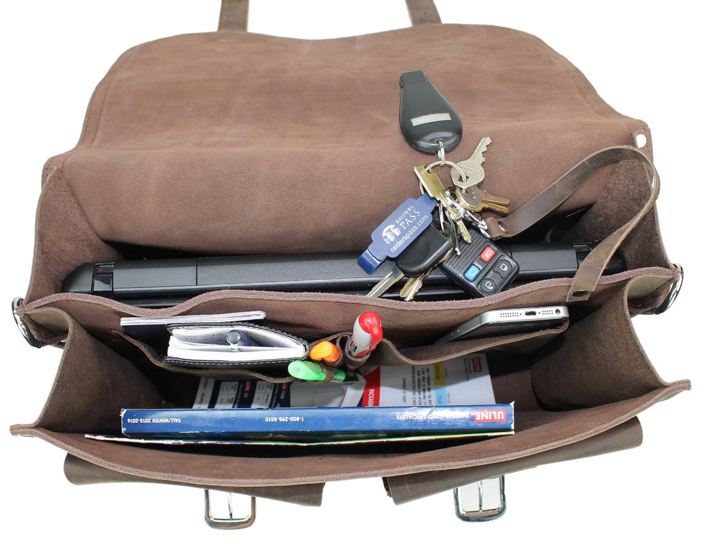 14" Medium CEO Leather Briefcase/Backpack Tote - Image 3