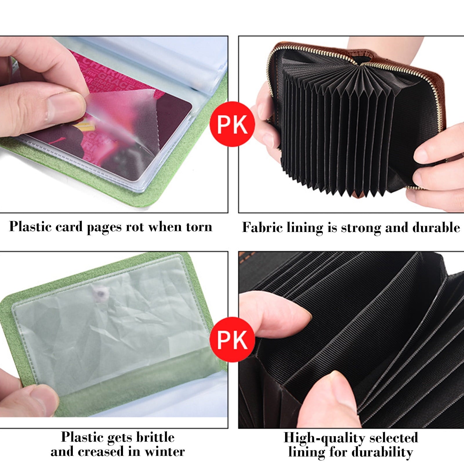 Compact Small Leather Zip Around Wallet, Minimalist Credit Card Holder with Zipper, Slim Portable Pocket Purse for Ca... - Image 5