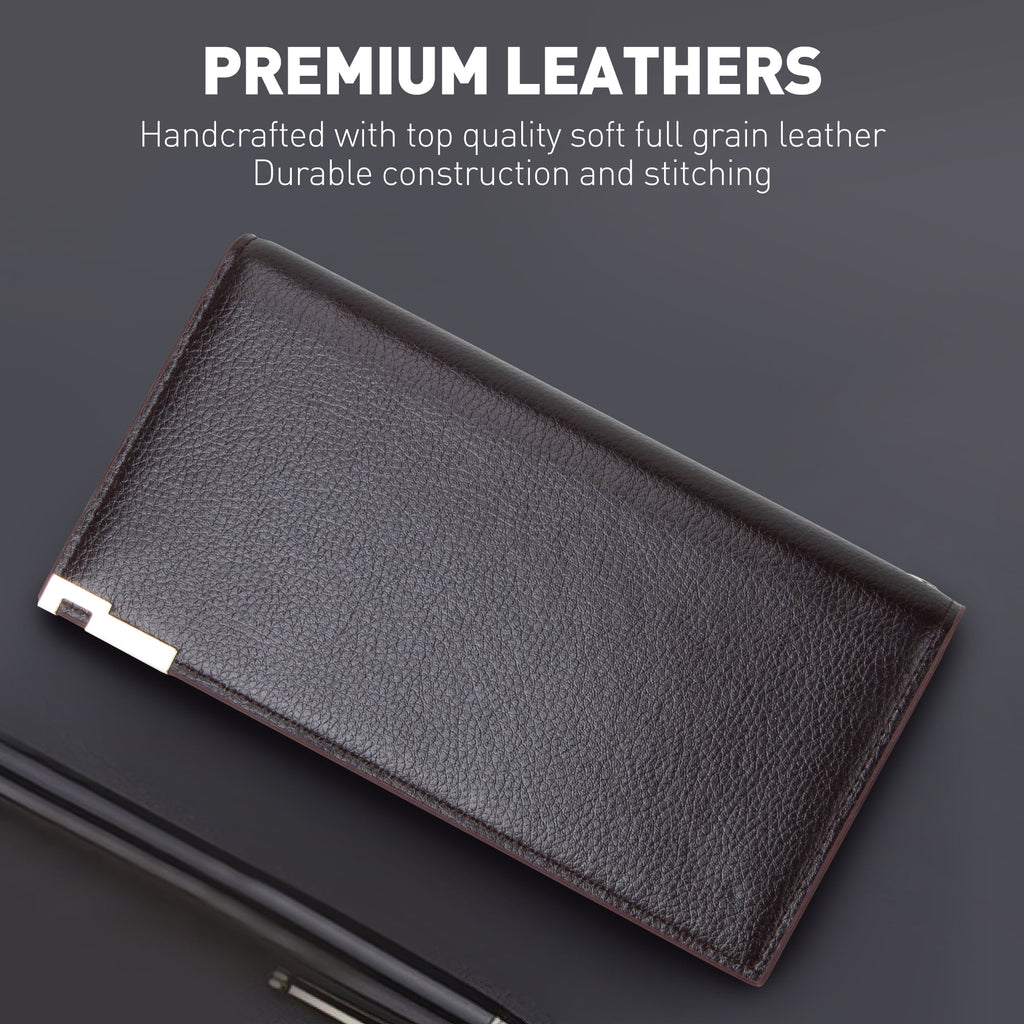 Mens Wallet Genuine Leather, Long Zipper Wallet RFID Blocking Bifold Secure Zip Around Wallets 14 Credit Card Holder ... - Image 6