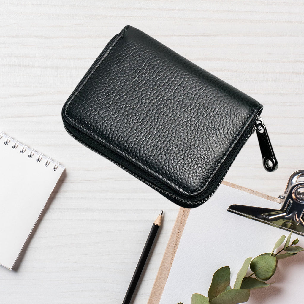 Slim Leather Card Holder,RFID Blocking Credit Card Organizer,Small Thin Wallet for Men and Women,Zip Around Coin Purse,Driver's License ID C - Image 5