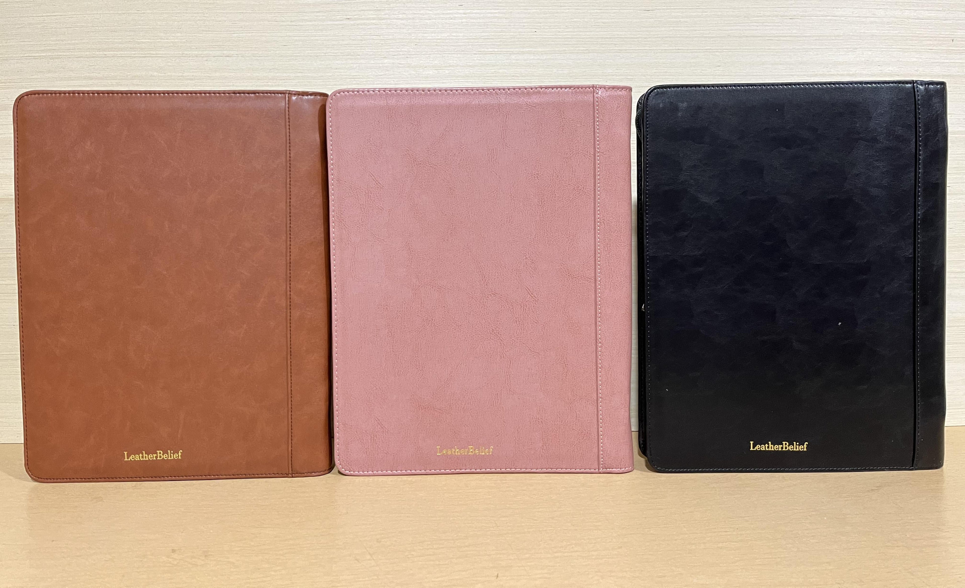 LeatherBelief Vegan Leather Padfolio with Zipper, Professional Business Portfolio with A4/US Letter Writing Pad for Interview, Pink Leather - Image 3
