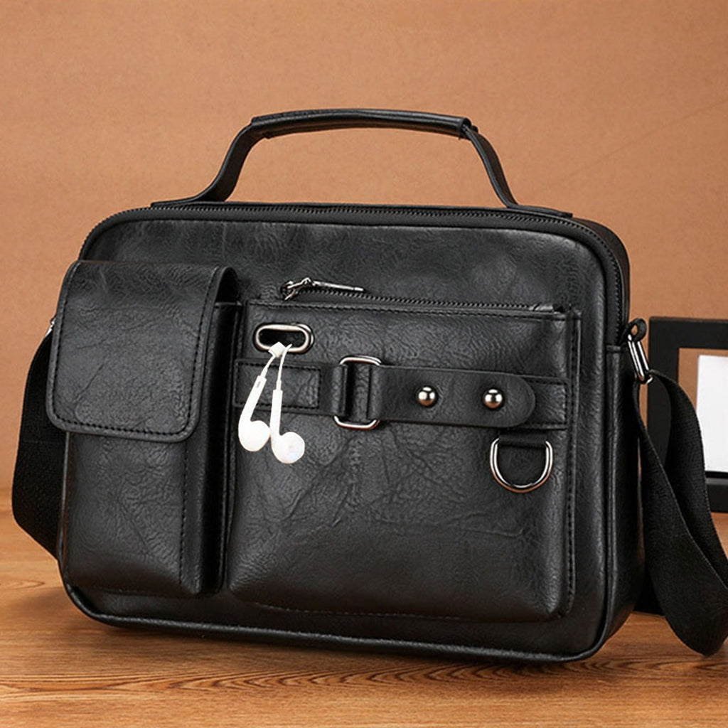 Textured Leather Shoulder Crossbody Bag with Adjustable Strap, Lightweight Laptop Bag for Work, Travel, and Daily Com... - Image 5