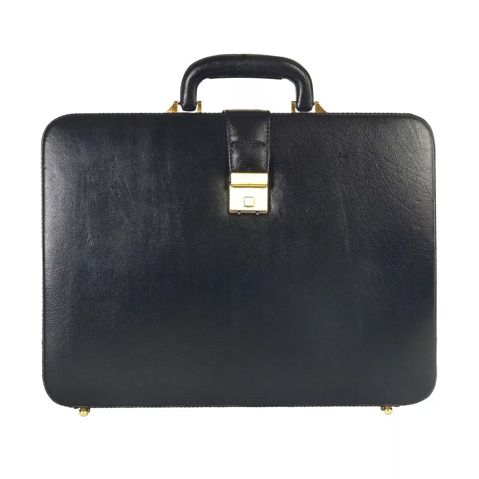 Premium Look Genuine Leather Attache Briefcase for Mens Office Handbag 14 Inch Laptop Case - Image 3
