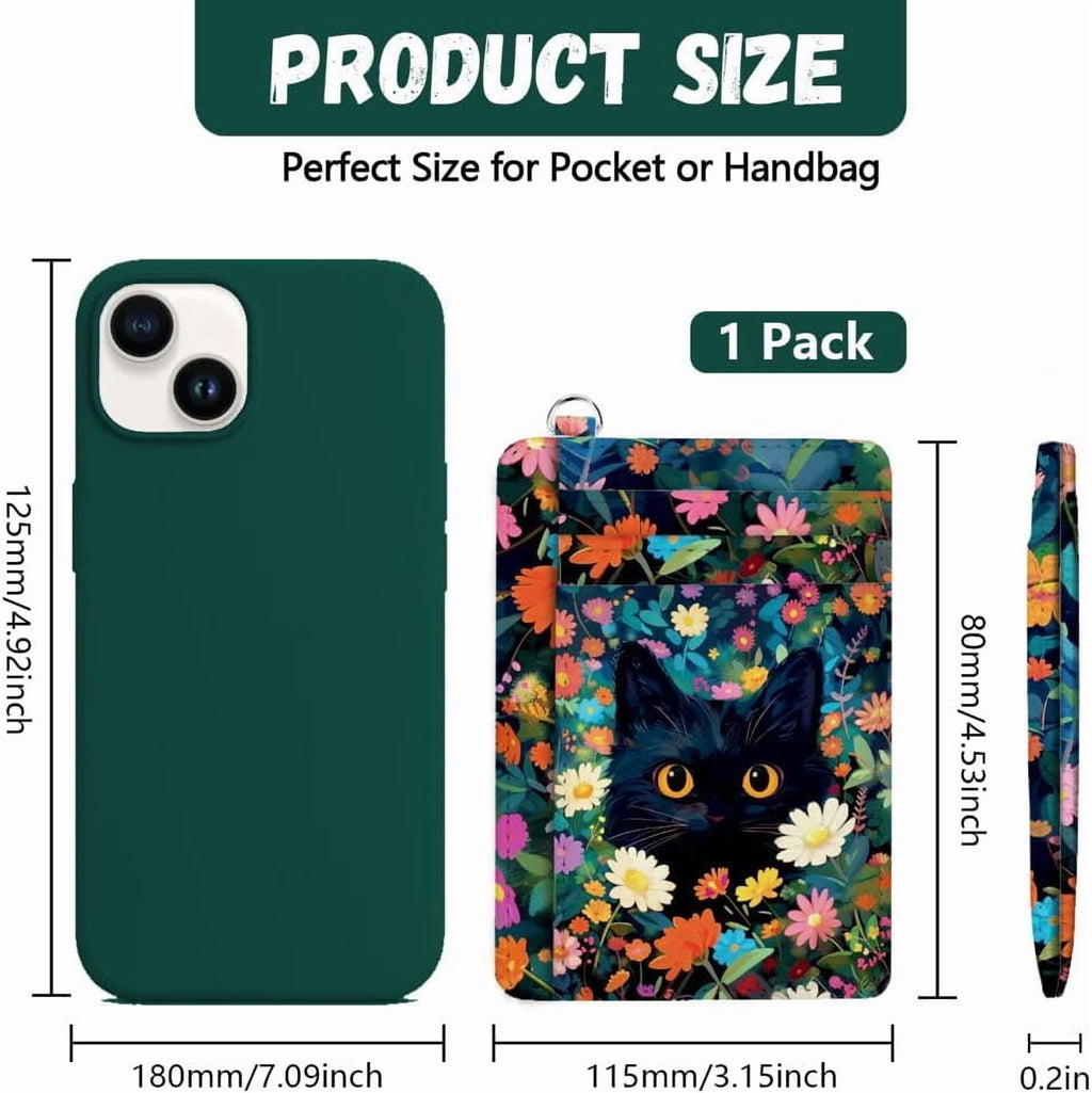RFID Blocking Credit Card Holder for Women - Flower and Cat PU Leather Slim Wallet with ID Window 6 Card Slots and Cash Pocket - Perfect for - Image 2