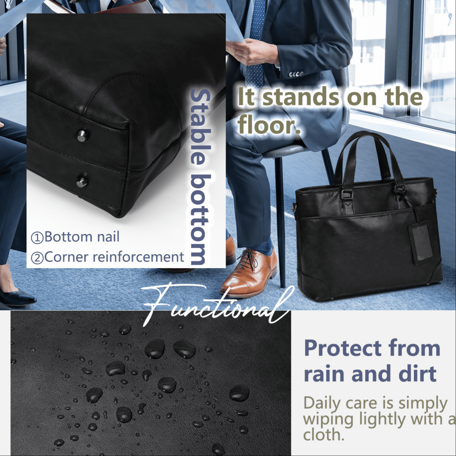 for Men 15.6-inch Messenger Bags Waterproof Vintage Mens for Computer Office Work Satchel Bag,Black - Image 4