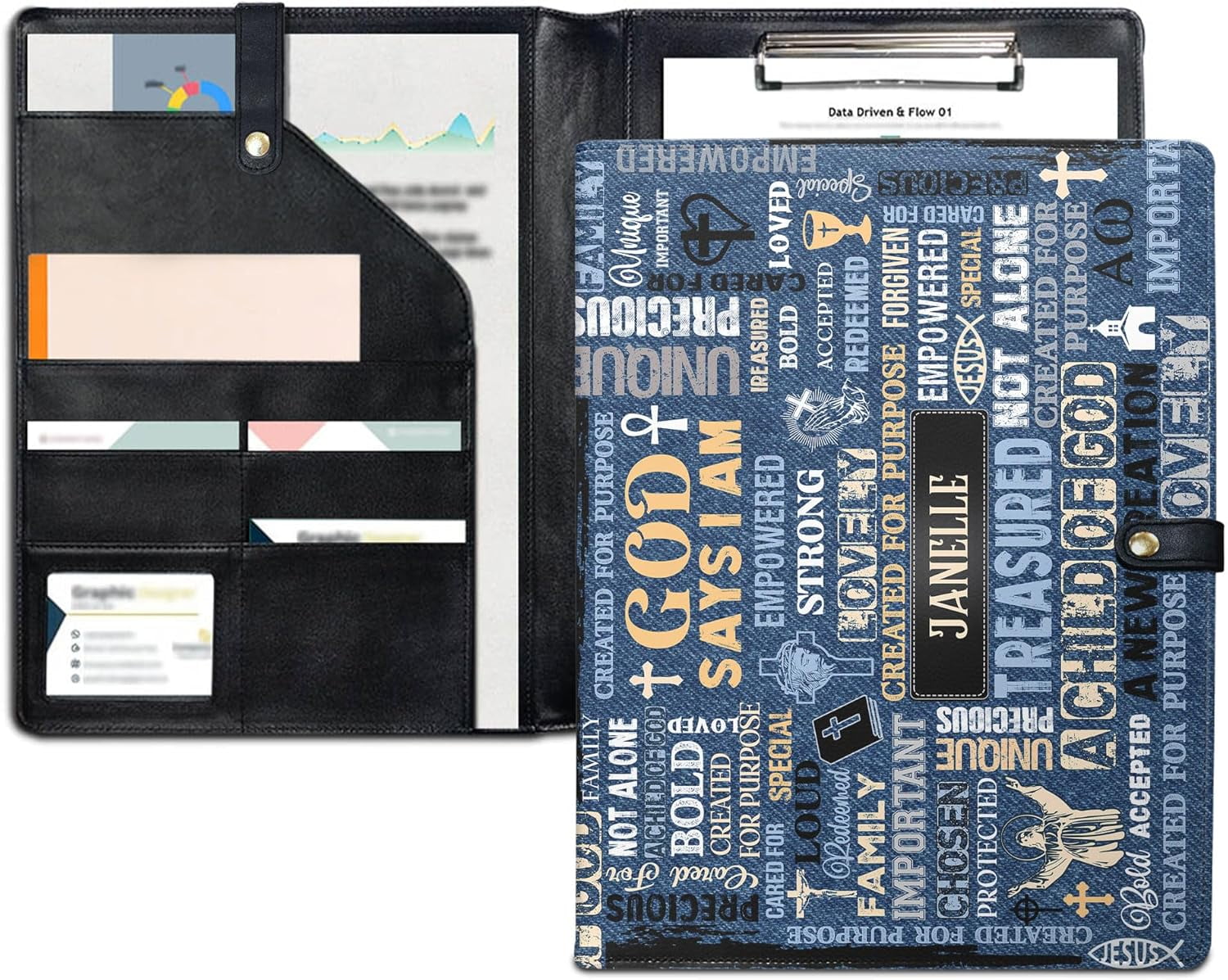 Personalized Leather Padfolio, Christian Gift for Men and Women, Custom Name, Folio Document Organizer, Laptop Sleeve... - Image 2