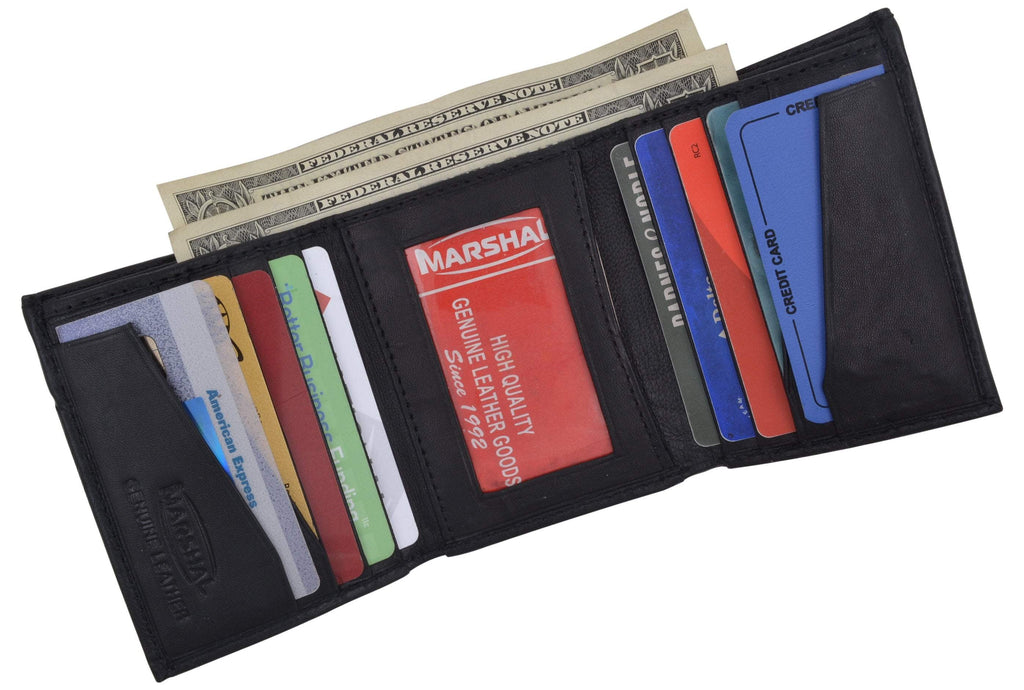 Mens Soft Leather Trifold Wallet with Vertical Card Slots and ID Window 1855 - Image 3