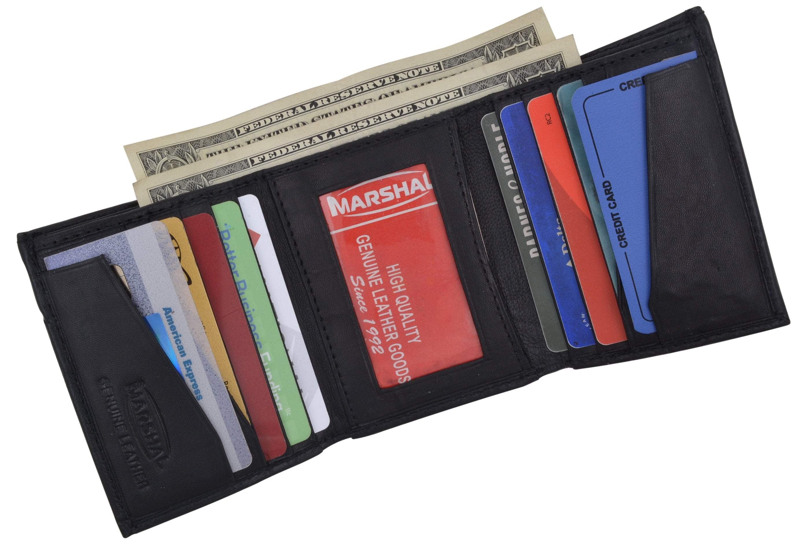 Mens Soft Leather Trifold Wallet with Vertical Card Slots and ID Window 1855 - Image 3