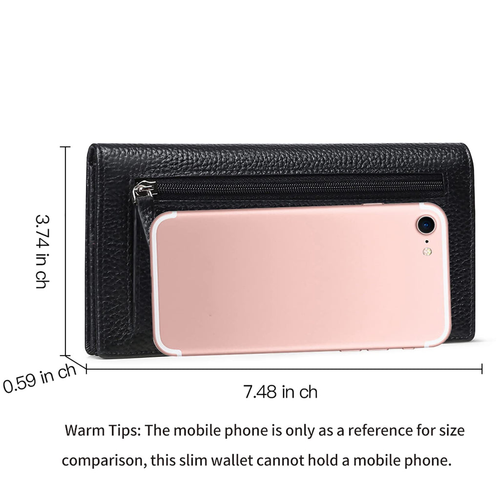 Wallets for Women RFID Blocking Ultra Slim Real Leather Credit Card Holder Clutch - Image 2