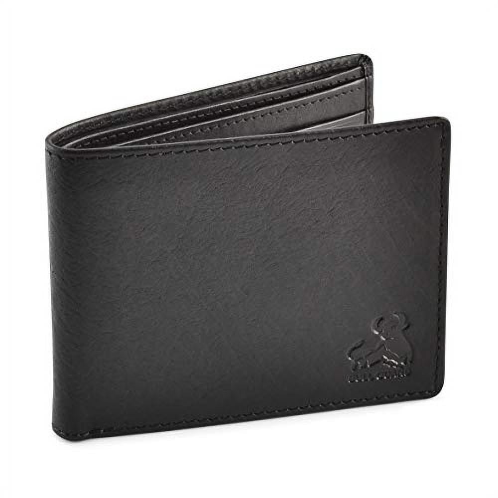 Black Leather Wallet for Men with RFID Blocking - Bifold High Capacity with Side Flip 2 ID Windows and 10 Credit Cards Slots - Image 2