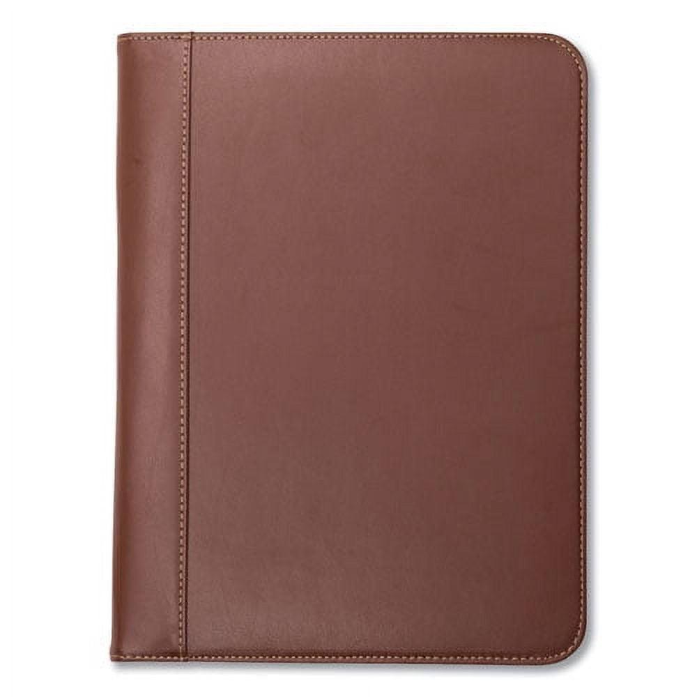 "Contrast Stitch Leather Padfolio, 8 1/2 X 11, Leather, Tan | Bundle of 2 Each" - Image 4