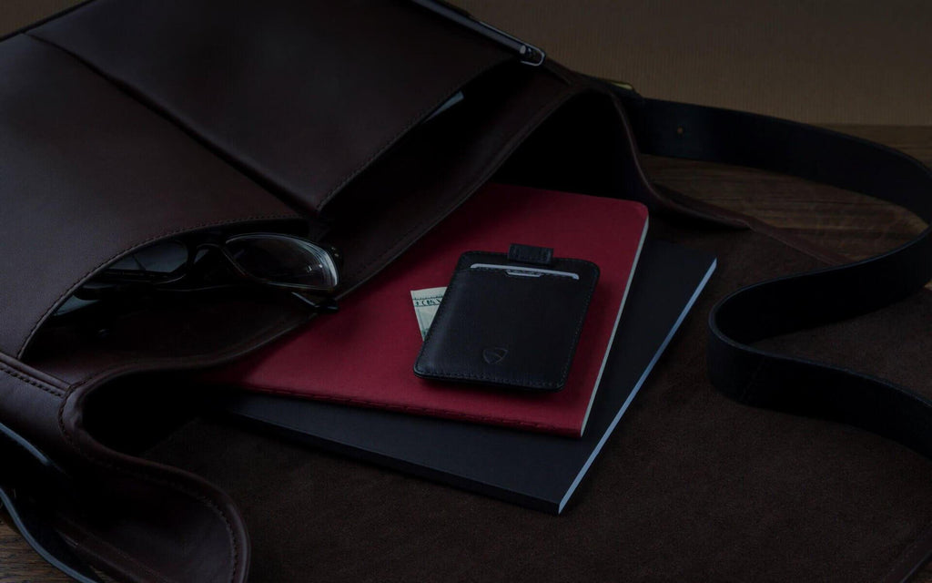 Vaultskin Mens RFID Blocking Slim Leather Card Wallet - Minimalist Front Pocket Cardholder in Carbon Black - Image 4