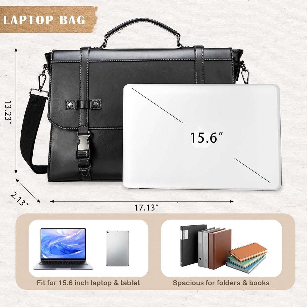 Messenger Bag For Men 17 Inch Vintage Leather Laptop Briefcase body Shoulder Bag For Business Travel Campus Work - Image 3