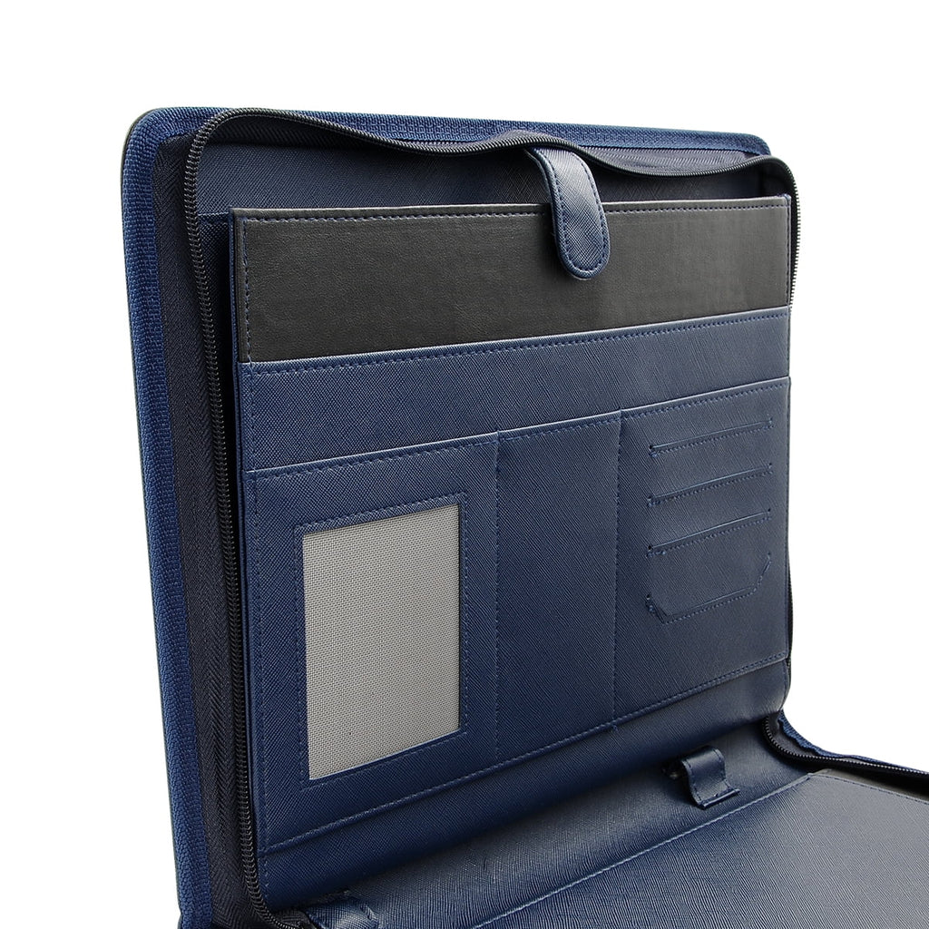 Padfolio Portfolio Folder/Multi Function Folder/Business Folder with Zippered Closure and Professional Leather (Blue) - Image 5