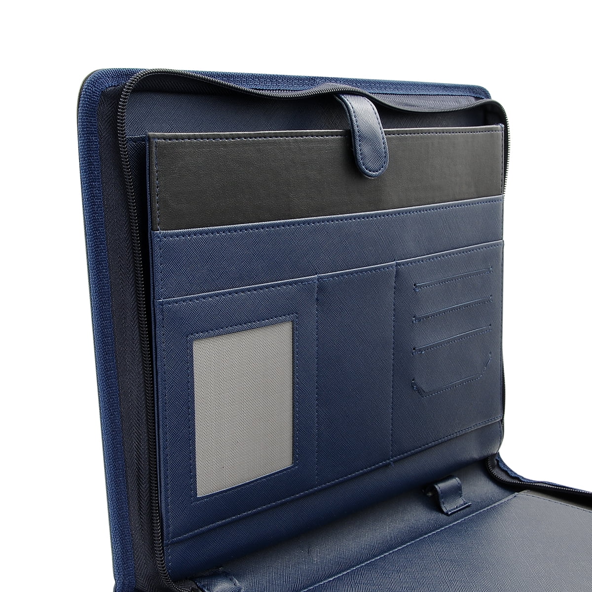 Padfolio Portfolio Folder/Multi Function Folder/Business Folder with Zippered Closure and Professional Leather (Blue) - Image 5