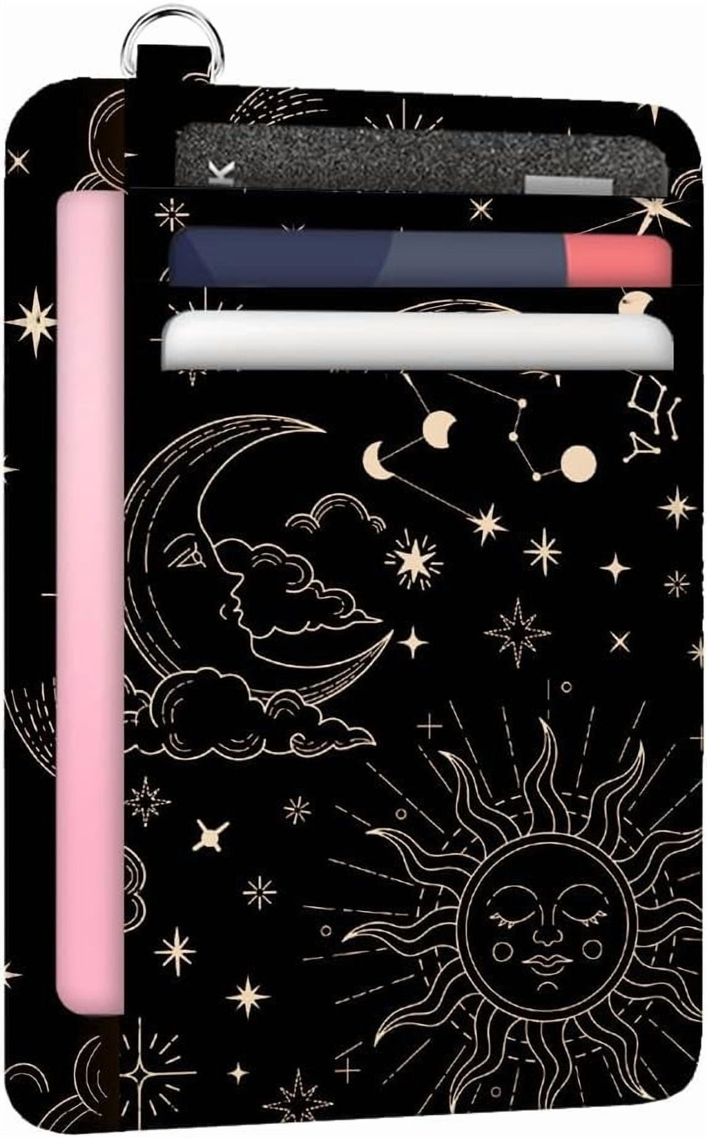 RFID Blocking Credit Card Holder for Women - Sun and Starry Sky PU Leather Slim Wallet with ID Window 6 Card Slots an... - Image 2