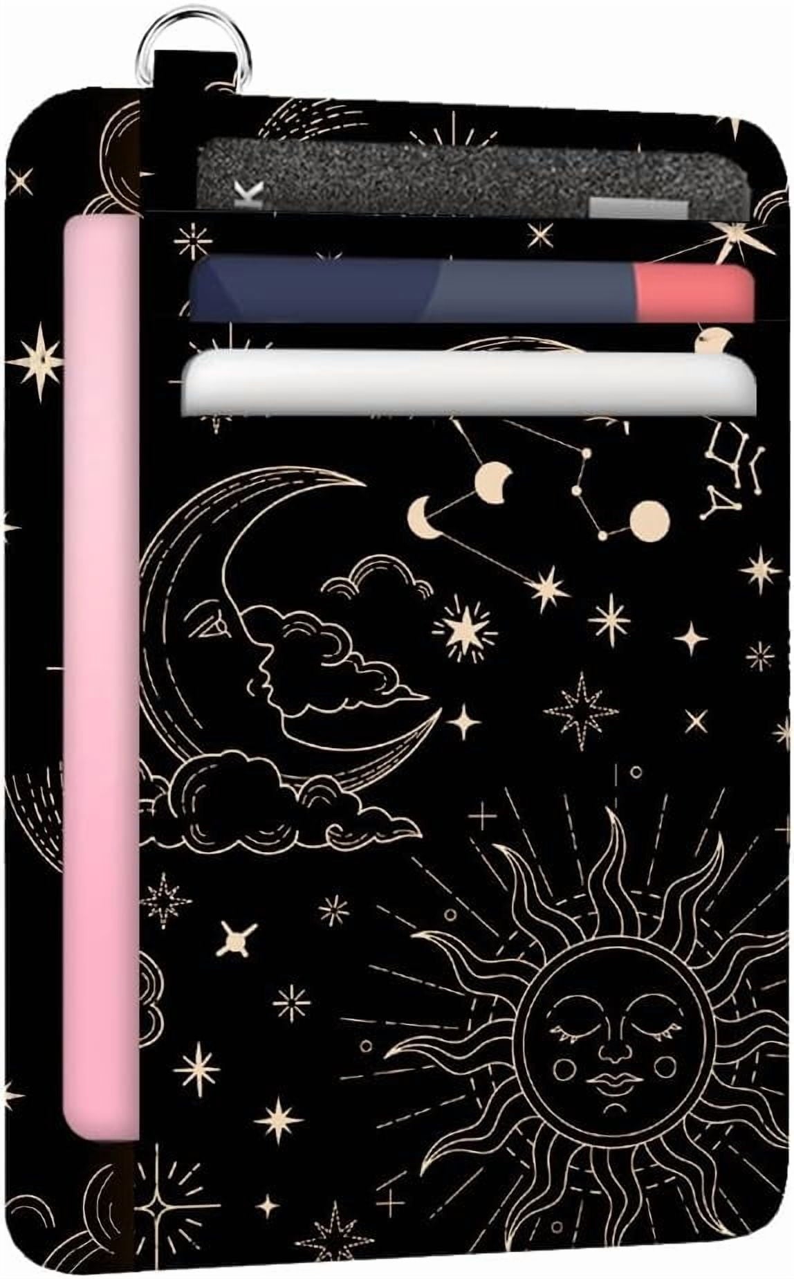 RFID Blocking Credit Card Holder for Women - Sun and Starry Sky PU Leather Slim Wallet with ID Window 6 Card Slots an... - Image 2