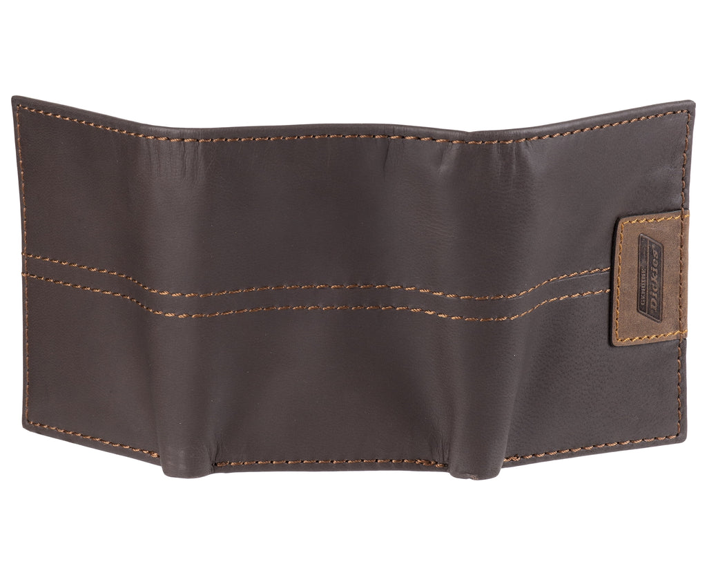 Men's RFID Genuine Leather Trifold Wallet with Interior Zipper - Image 3