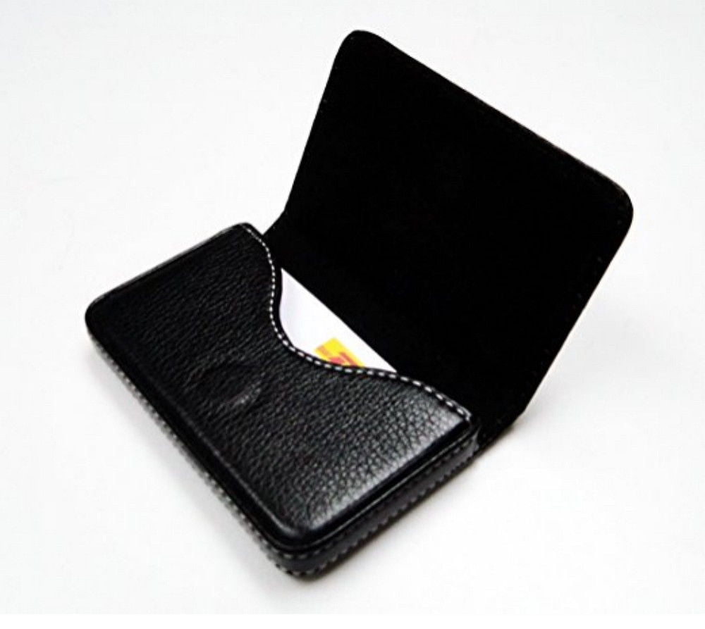 PU Leather Business Card Holder Wallet, Magnetic Closure Name Card Case, Slim Card Organizer for Business Cards, Cred... - Image 3