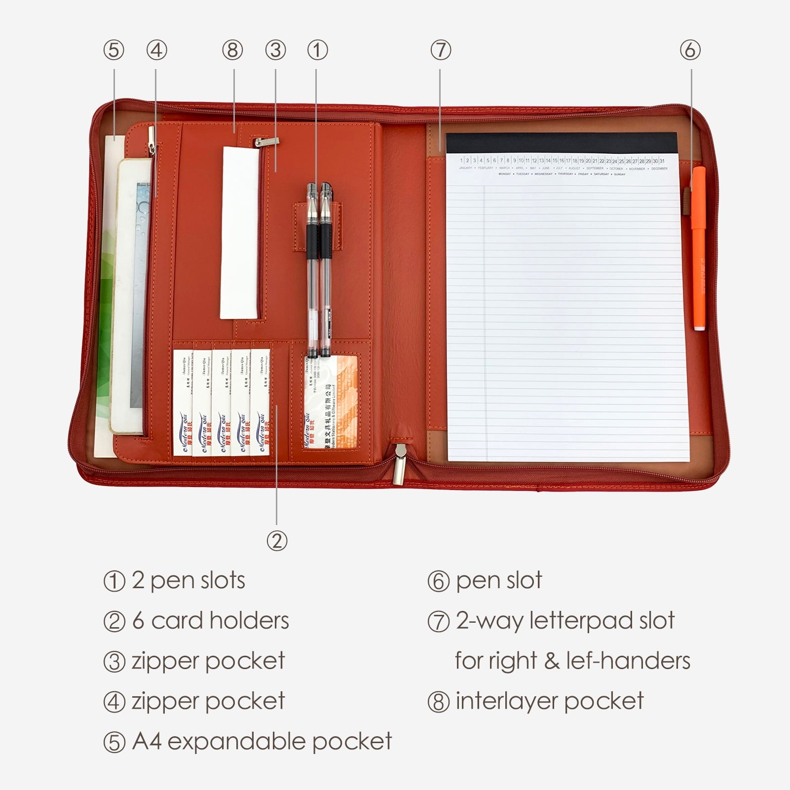 PU Leather Portfolio Organizer for Interview Resume Document Planner Agenda Schedule Tablet Sleeve Holder or Men Wome... - Image 3