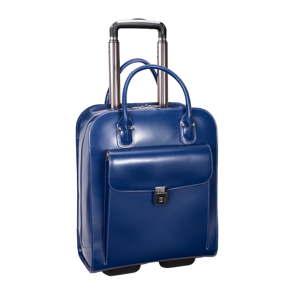 | 15” Leather Vertical Wheeled Laptop Briefcase - Image 3
