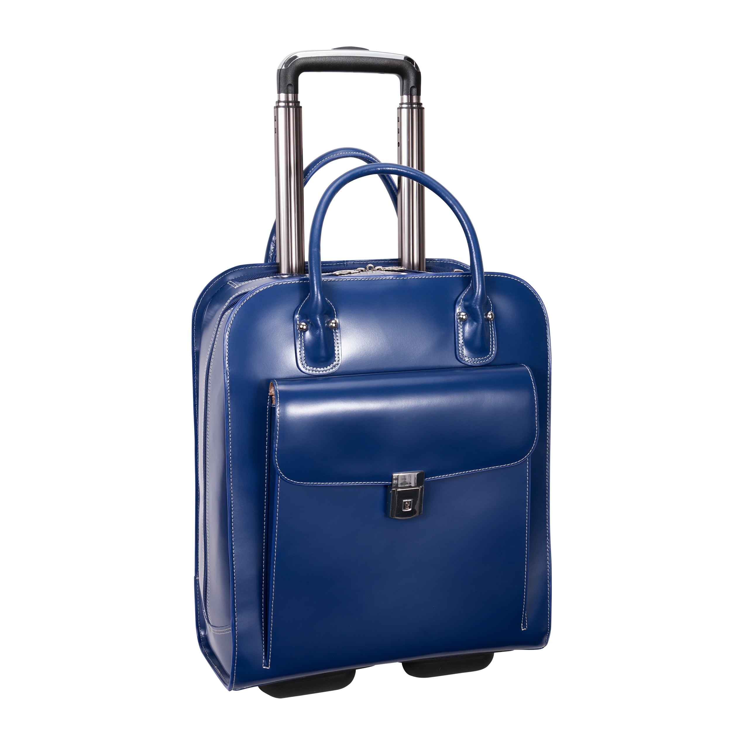 | 15” Leather Vertical Wheeled Laptop Briefcase - Image 3