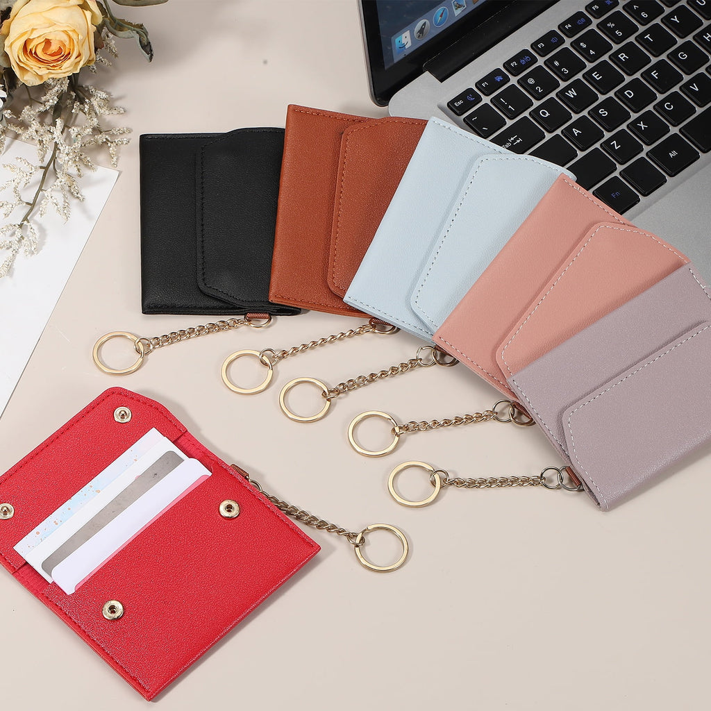 Leather Credit Card Holder, Slim Pocket Wallet for Women for Men with Detachable Keychain, Multi-Functional Dual-snap... - Image 4