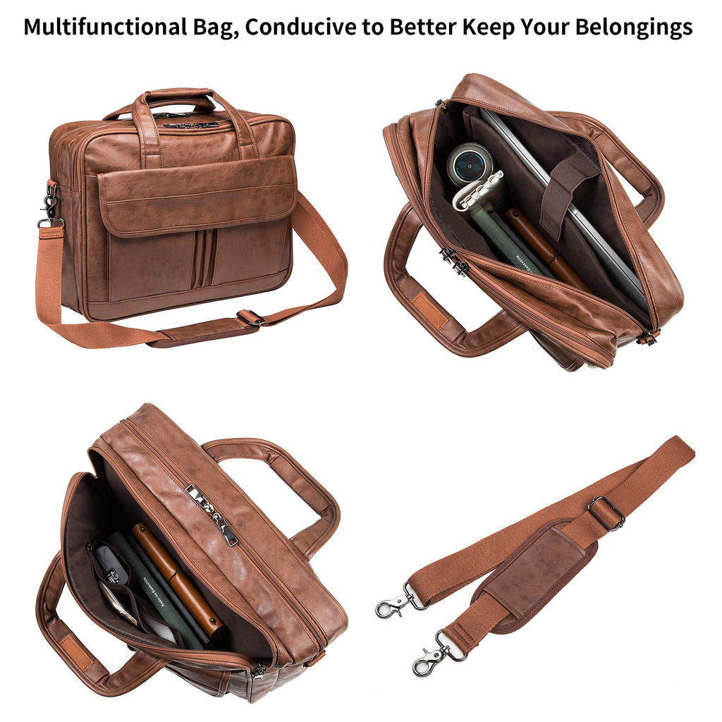 Briefcase Leather Handmade Messenger Bags Laptop Bag - Image 6